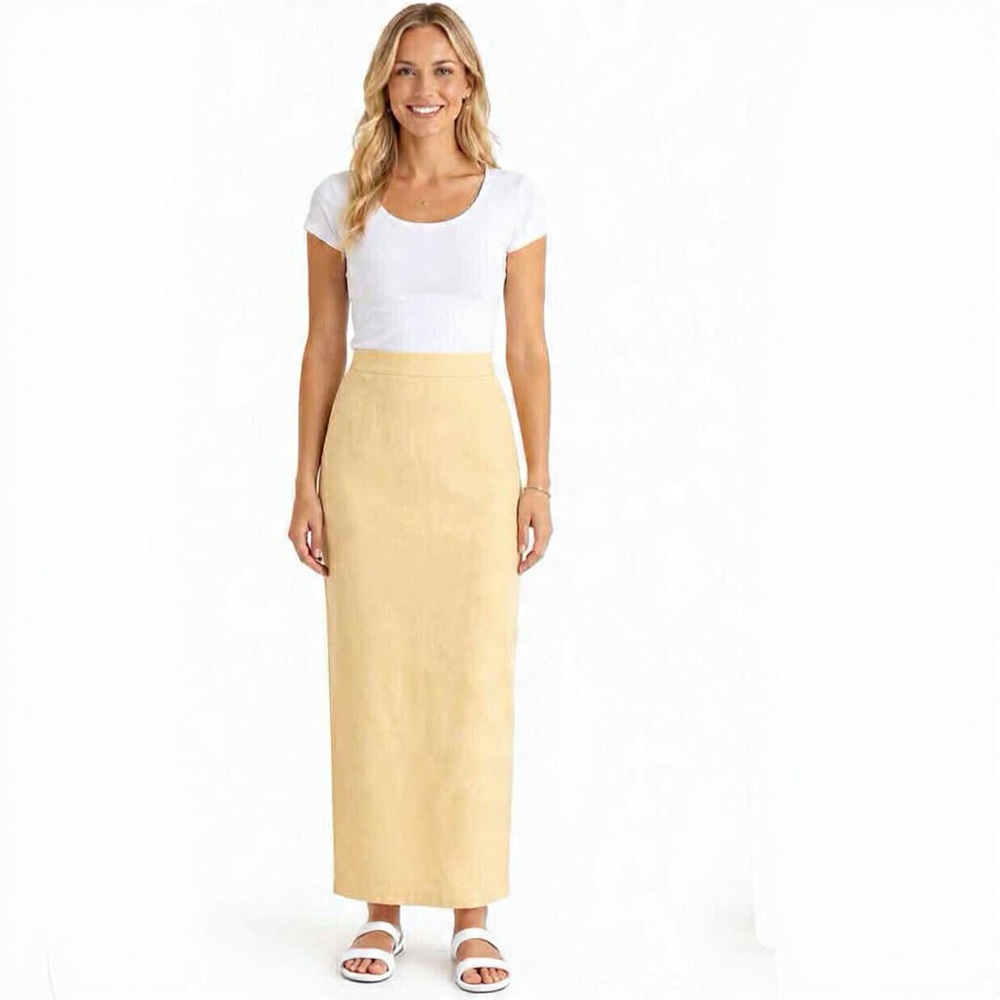 Petal And Pup Mera Yellow Linen Blend Pencil Maxi Skirt Size Medium